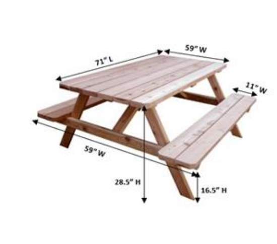 Picture of 6' Standard Wood Picnic Table