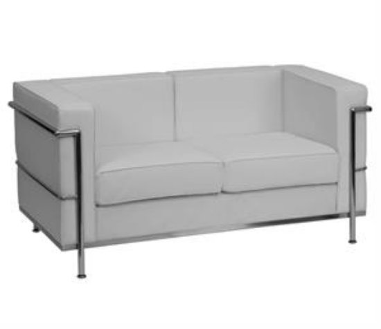 Picture of Contemporary White Leather Loveseat
