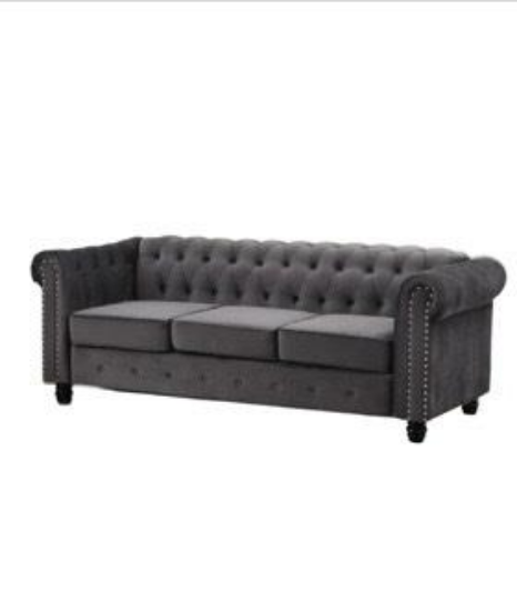 Picture of Gray Velvet Tufted Sofa