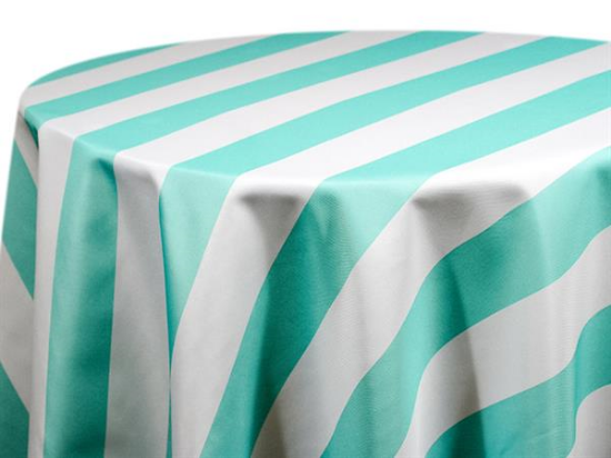 Picture of Cabana Stripe, Aqua 132" Rd Linen