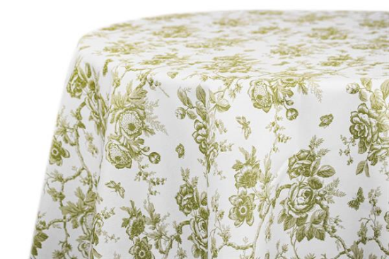 Picture of Party Toile, Avocado 132" Rd Linen