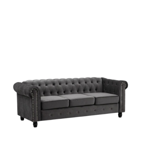 Picture of Gray Velvet Tufted Sofa