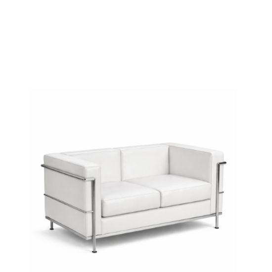 Picture of Contemporary White Leather Loveseat