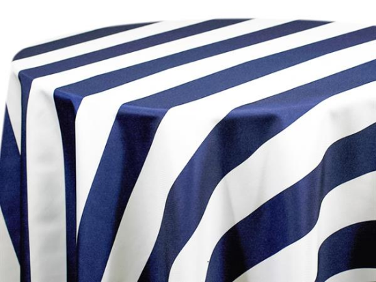Picture of Cabana Stripe, Navy 132" Rd Linen