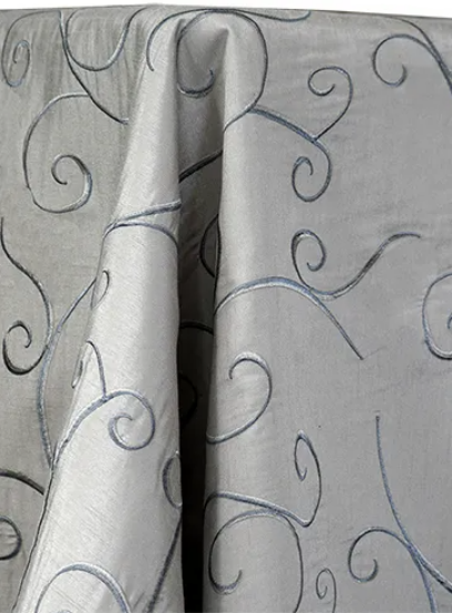 Picture of Dupioni-Swirl, Silver 132" Rd Linen