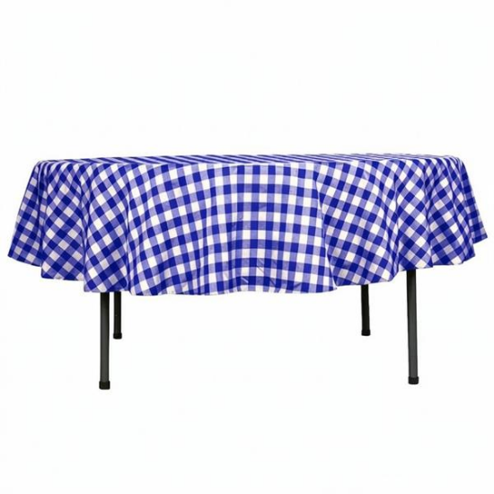 Picture of Check, Blue 70" Round Linen