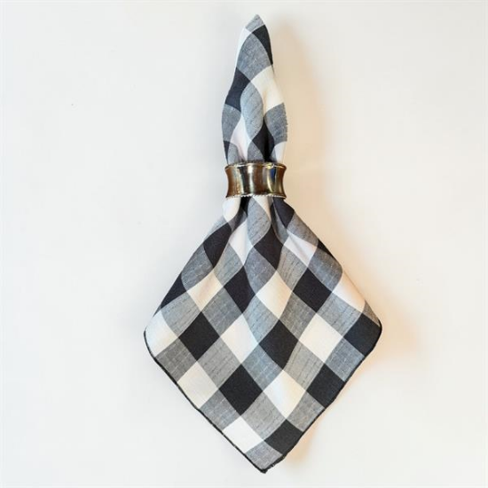 Picture of Check, Black Linen Napkin
