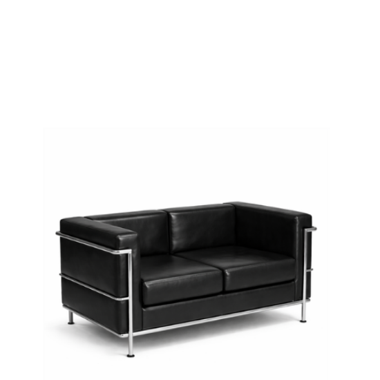 Picture of Contemporary Black Leather Loveseat