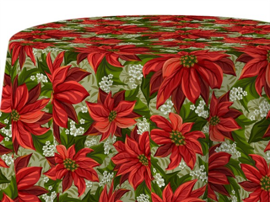 Picture of Poinsettias, 132" Round Linen