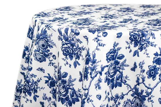 Picture of Party Toile, Blue 108" Round Linen