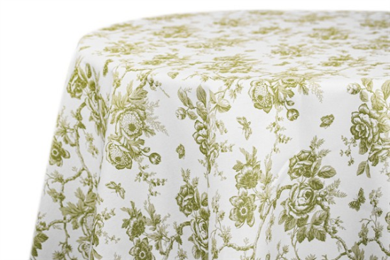 Picture of Party Toile, Avocado 132" Rd Linen