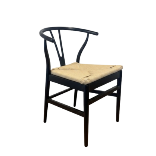 Picture of Wishbone, W/Rattan Seat Black Chair