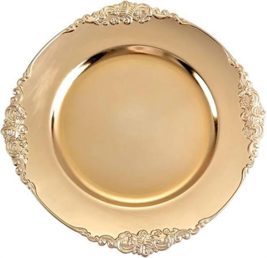 Picture of Vintage, 13" Gold Acrylic Charger